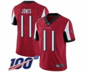 Men's Atlanta Falcons #11 Julio Jones Red Team Color Vapor Untouchable Limited Player 100th Season Football Jersey