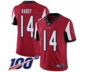 Men's Atlanta Falcons #14 Justin Hardy Red Team Color Vapor Untouchable Limited Player 100th Season Football Jersey
