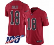 Men's Atlanta Falcons #18 Calvin Ridley Limited Red Rush Vapor Untouchable 100th Season Football Jersey