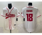 Men's Atlanta Falcons #18 Kirk Cousins White With Patch Cool Base Stitched Baseball Jersey