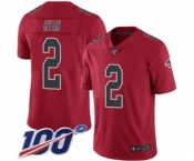 Men's Atlanta Falcons #2 Matt Ryan Limited Red Rush Vapor Untouchable 100th Season Football Jersey