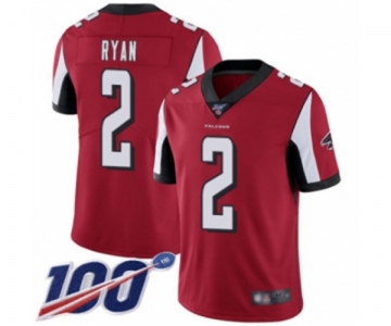 Men's Atlanta Falcons #2 Matt Ryan Red Team Color Vapor Untouchable Limited Player 100th Season Football Jersey
