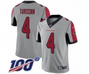 Men's Atlanta Falcons #4 Giorgio Tavecchio Limited Silver Inverted Legend 100th Season Football Jersey
