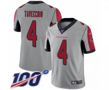 Men's Atlanta Falcons #4 Giorgio Tavecchio Limited Silver Inverted Legend 100th Season Football Jersey