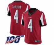 Men's Atlanta Falcons #4 Giorgio Tavecchio Red Team Color Vapor Untouchable Limited Player 100th Season Football Jersey