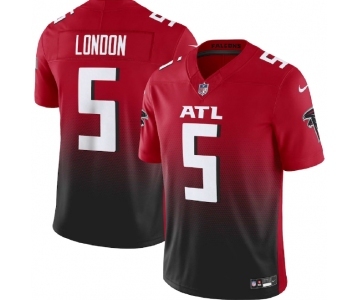 Men's Atlanta Falcons #5 Drake London Red Black 2023 F.U.S.E. Vapor Untouchable Limited Football Stitched Jersey