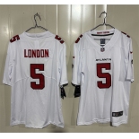 Men's Atlanta Falcons #5 Drake London White 2026 New Vapor Untouchable Limited Football Stitched Jersey Men's Atlanta Falcons #5 Drake London White 2026 New Vapor Untouchable Limited Football Stitched Jersey