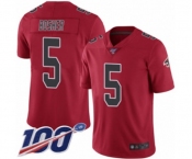 Men's Atlanta Falcons #5 Matt Bosher Limited Red Rush Vapor Untouchable 100th Season Football Jersey