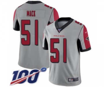 Men's Atlanta Falcons #51 Alex Mack Limited Silver Inverted Legend 100th Season Football Jersey