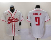 Men's Atlanta Falcons #9 Michael Penix Jr. White With Patch Cool Base Stitched Baseball Jersey Men's Atlanta Falcons #9 Michael Penix Jr. White With Patch Cool Base Stitched Baseball Jersey
