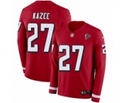 Men's Nike Atlanta Falcons #27 Damontae Kazee Limited Red Therma Long Sleeve NFL Jersey