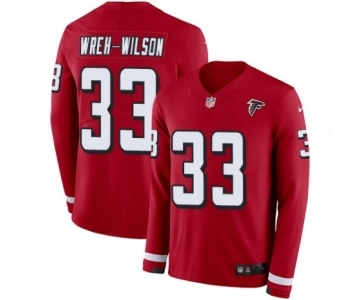 Men's Nike Atlanta Falcons #33 Blidi Wreh-Wilson Limited Red Therma Long Sleeve NFL Jersey