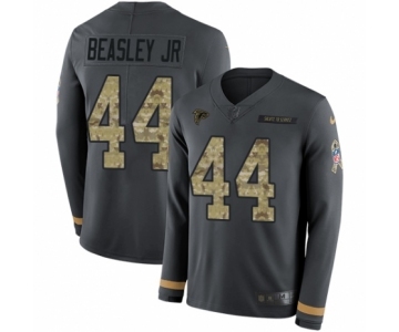 Men's Nike Atlanta Falcons #44 Vic Beasley Limited Black Salute to Service Therma Long Sleeve NFL Jersey