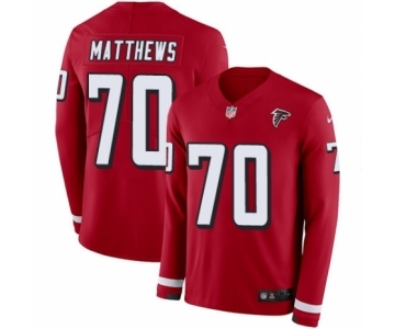 Men's Nike Atlanta Falcons #70 Jake Matthews Limited Red Therma Long Sleeve NFL Jersey