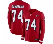 Men's Nike Atlanta Falcons #74 Ty Sambrailo Limited Red Therma Long Sleeve NFL Jersey