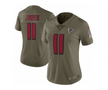 Women Nike Atlanta Falcons #11 Julio Jones Limited Olive 2017 Salute to Service NFL Jersey
