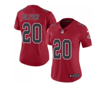 Women Nike Atlanta Falcons #20 Isaiah Oliver Red Stitched NFL Limited Rush Jersey