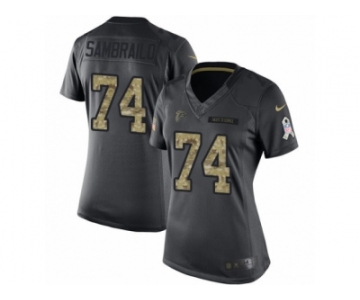 Women Nike Atlanta Falcons #74 Ty Sambrailo Limited Black 2016 Salute to Service NFL Jersey
