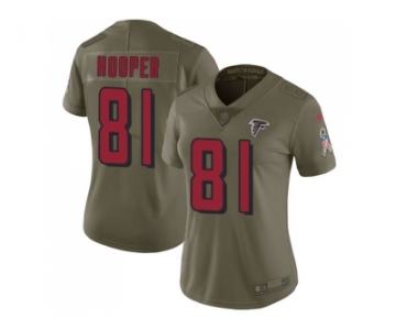 Women Nike Atlanta Falcons #81 Austin Hooper Olive Stitched NFL Limited 2017 Salute to Service Jersey