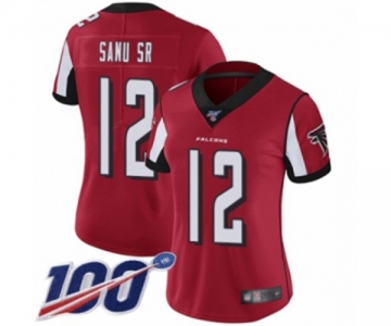 Women's Atlanta Falcons #12 Mohamed Sanu Red Team Color Vapor Untouchable Limited Player 100th Season Football Jersey