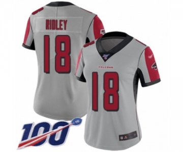 Women's Atlanta Falcons #18 Calvin Ridley Limited Silver Inverted Legend 100th Season Football Jersey