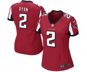 Women's Atlanta Falcons #2 Matt Ryan Game Red Team Color Football Jersey