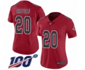 Women's Atlanta Falcons #20 Kendall Sheffield Limited Red Rush Vapor Untouchable 100th Season Football Jersey