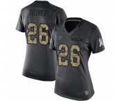 Women's Atlanta Falcons #26 Isaiah Oliver Limited Black 2016 Salute to Service Football Jersey