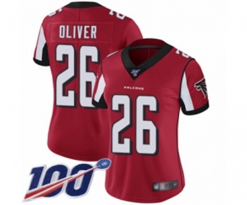 Women's Atlanta Falcons #26 Isaiah Oliver Red Team Color Vapor Untouchable Limited Player 100th Season Football Jersey