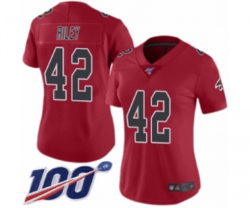 Women's Atlanta Falcons #42 Duke Riley Limited Red Rush Vapor Untouchable 100th Season Football Jersey