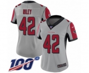 Women's Atlanta Falcons #42 Duke Riley Limited Silver Inverted Legend 100th Season Football Jersey