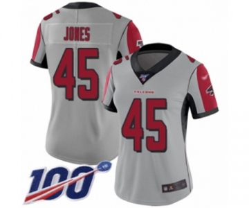 Women's Atlanta Falcons #45 Deion Jones Limited Silver Inverted Legend 100th Season Football Jersey
