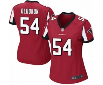 Women's Atlanta Falcons #54 Foye Oluokun Game Red Team Color Football Jersey