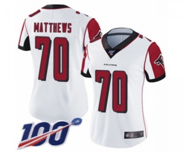 Women's Atlanta Falcons #70 Jake Matthews White Vapor Untouchable Limited Player 100th Season Football Jersey