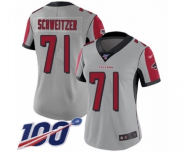 Women's Atlanta Falcons #71 Wes Schweitzer Limited Silver Inverted Legend 100th Season Football Jersey