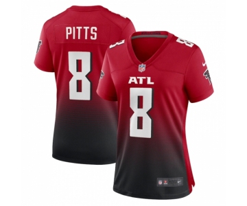 Women's Atlanta Falcons #8 Kyle Pitts Nike Red 2021 NFL Draft First Round Pick Alternate Player Game Jersey