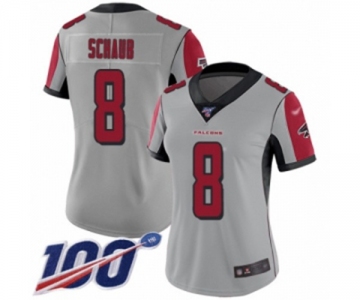 Women's Atlanta Falcons #8 Matt Schaub Limited Silver Inverted Legend 100th Season Football Jersey