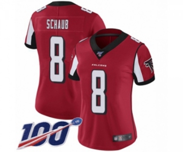 Women's Atlanta Falcons #8 Matt Schaub Red Team Color Vapor Untouchable Limited Player 100th Season Football Jersey