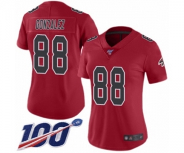 Women's Atlanta Falcons #88 Tony Gonzalez Limited Red Rush Vapor Untouchable 100th Season Football Jersey