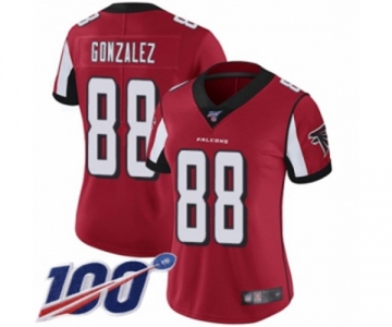 Women's Atlanta Falcons #88 Tony Gonzalez Red Team Color Vapor Untouchable Limited Player 100th Season Football Jersey