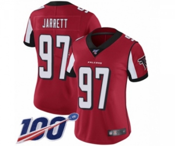 Women's Atlanta Falcons #97 Grady Jarrett Red Team Color Vapor Untouchable Limited Player 100th Season Football Jersey