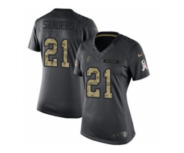 Women's Nike Atlanta Falcons #21 Deion Sanders Limited Black 2016 Salute to Service NFL Jersey