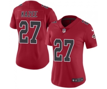 Women's Nike Atlanta Falcons #27 Damontae Kazee Limited Red Rush Vapor Untouchable NFL Jersey