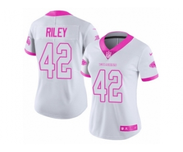 Women's Nike Atlanta Falcons #42 Duke Riley Limited White Pink Rush Fashion NFL Jersey