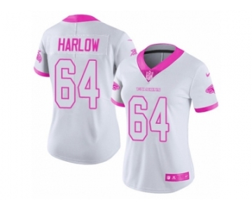 Women's Nike Atlanta Falcons #64 Sean Harlow Limited White Pink Rush Fashion NFL Jersey