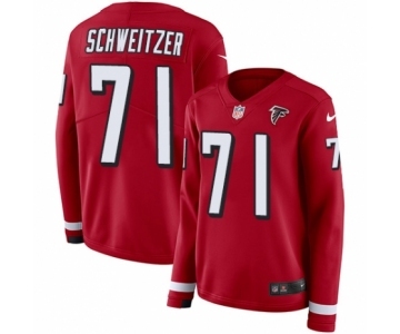 Women's Nike Atlanta Falcons #71 Wes Schweitzer Limited Red Therma Long Sleeve NFL Jersey