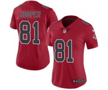 Women's Nike Atlanta Falcons #81 Austin Hooper Limited Red Rush Vapor Untouchable NFL Jersey