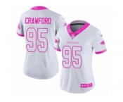 Women's Nike Atlanta Falcons #95 Jack Crawford Limited White Pink Rush Fashion NFL Jersey
