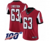 Youth Atlanta Falcons #63 Chris Lindstrom Red Team Color Vapor Untouchable Limited Player 100th Season Football Jersey