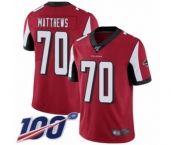 Youth Atlanta Falcons #70 Jake Matthews Red Team Color Vapor Untouchable Limited Player 100th Season Football Jersey